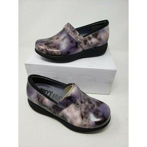 SoftWalk Greys Anatomy Meredith Sport Purple Marble Leather Clogs Shoes Womens 6